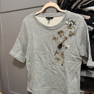 Banana Republic Gray Tee with Embellishments